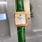 Clone Cartier Santos-dumont Couple Watch White Mop Rose Gold Case